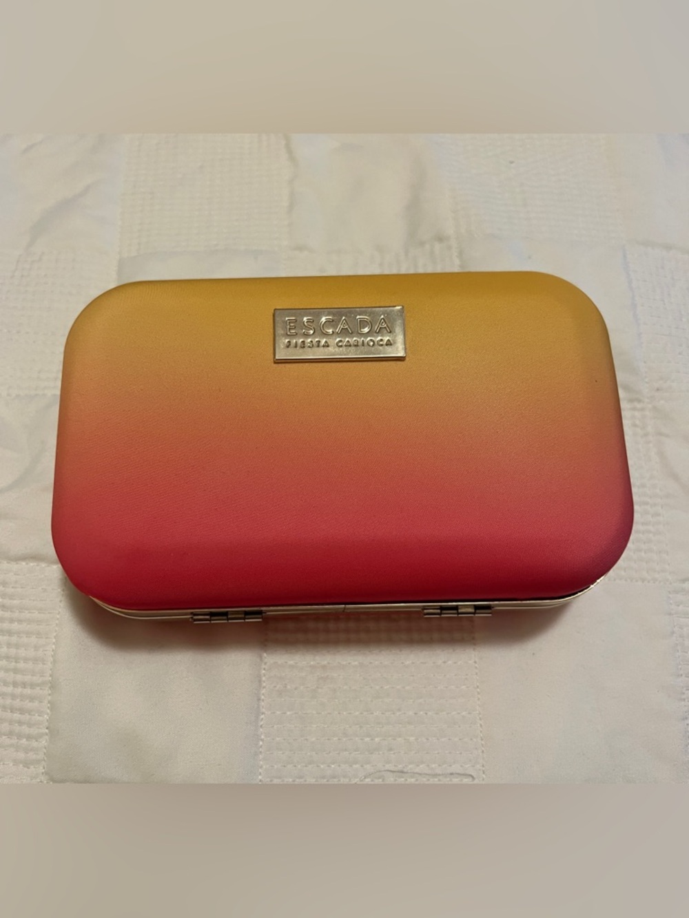 Escada “Fiesta Carioca” Hard Shelled Clutch Gradient Yellow to Pink